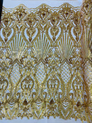Sea Shell Sequin Damask Fabric 54” Wide