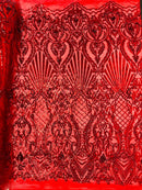 Sea Shell Sequin Damask Fabric 54” Wide