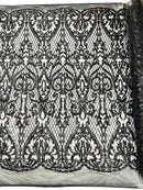 Heart Sequin Damask Fabric 54” Wide