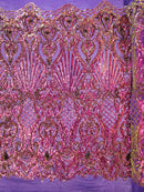Sea Shell Sequin Damask Fabric 54” Wide