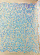 Heart Sequin Damask Fabric 54” Wide