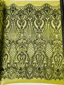 Sea Shell Sequin Damask Fabric 54” Wide