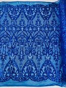Heart Sequin Damask Fabric 54” Wide