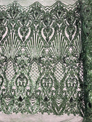 Sea Shell Sequin Damask Fabric 54” Wide