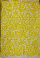 Heart Sequin Damask Fabric 54” Wide