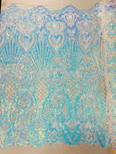 Sea Shell Sequin Damask Fabric 54” Wide