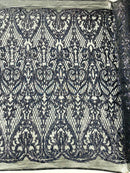Heart Sequin Damask Fabric 54” Wide