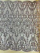 Heart Sequin Damask Fabric 54” Wide