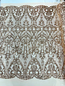 Heart Sequin Damask Fabric 54” Wide