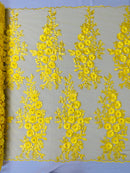 Rosa 3d Floral Design With Rhinestones 54" Wide| New Creations Fabric & Foam Inc.