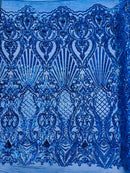 Sea Shell Sequin Damask Fabric 54” Wide