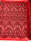 Heart Sequin Damask Fabric 54” Wide