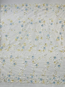 Multi Color 3d floral Daisy Design Embroider Lace 54" Wide| New Creations Fabric & Foam Inc.