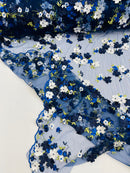 Multi Color 3d floral Daisy Design Embroider Lace 54" Wide| New Creations Fabric & Foam Inc.
