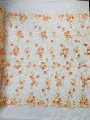 Multi Color 3d floral Daisy Design Embroider Lace 54" Wide| New Creations Fabric & Foam Inc.