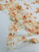 Multi Color 3d floral Daisy Design Embroider Lace 54" Wide| New Creations Fabric & Foam Inc.