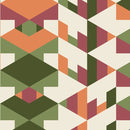 American Bold - Orange and Green Hollyhock - Cotton 44/45" Fabric Per Yard