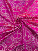 Religious Cross Jacquard Satin 58" Wide| New Creations Fabric & Foam Inc.