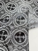 Religious Cross Jacquard Satin 58" Wide| New Creations Fabric & Foam Inc.