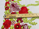 Roses Multi Color Floral Design Embroider On Mesh Lace Fabric| New Creations Fabric & Foam Inc.