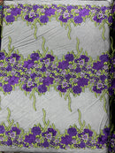Roses Multi Color Floral Design Embroider On Mesh Lace Fabric| New Creations Fabric & Foam Inc.