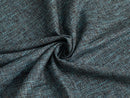 Teal Blue Woven Upholstery Fabric - Linen Look