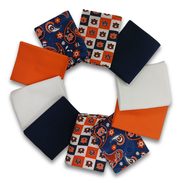 Auburn Tigers - Fat Quarter Bundle - 10 pack (War Eagle)