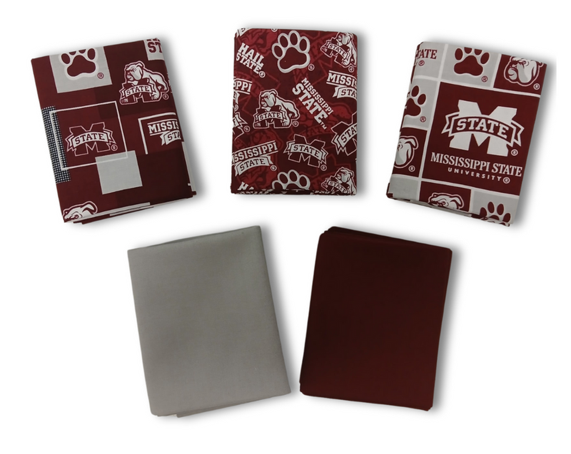 Mississippi State Bulldogs - Fat Quarter Bundle - 10 pack (Maroon & White)