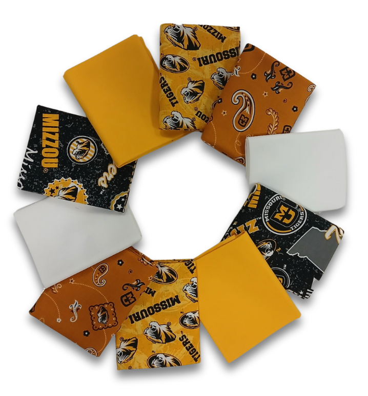 Missouri Tigers - Fat Quarter Bundle - 10 pack (Black & Gold)