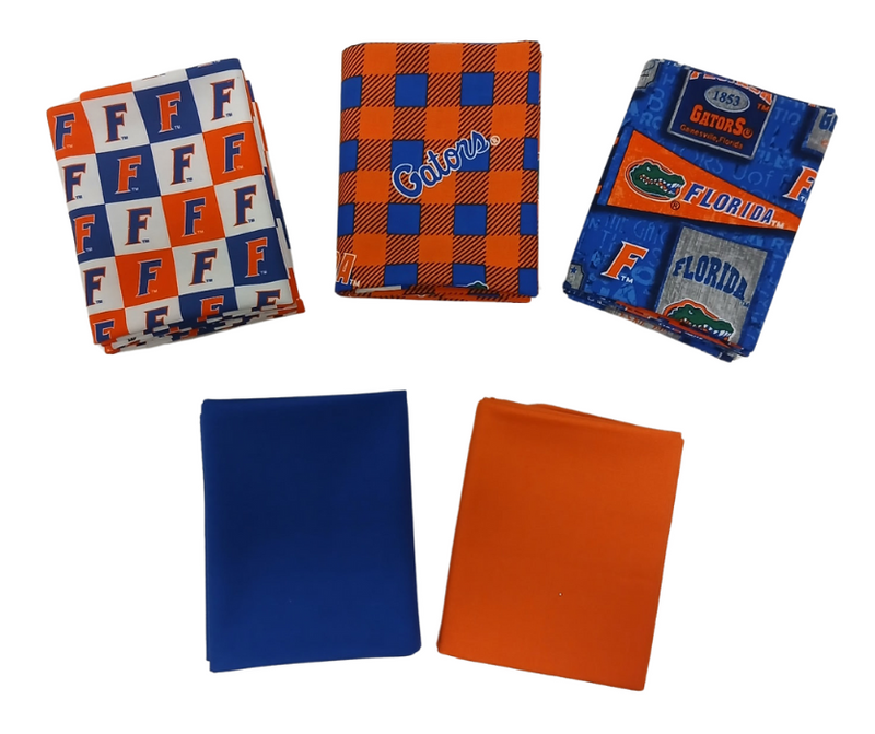 Florida Gators - Fat Quarter Bundle - 10 pack (Orange & Blue)