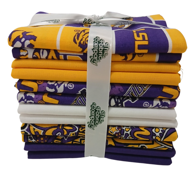 LSU Tigers - Fat Quarter Bundle - 12 pack (Purple & Gold)