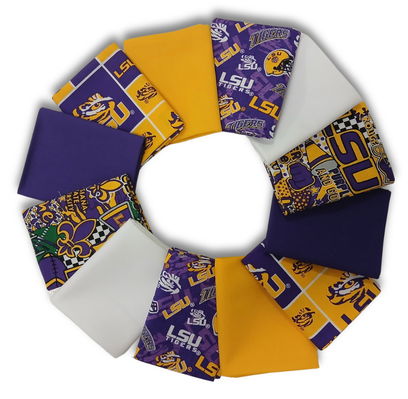 LSU Tigers - Fat Quarter Bundle - 12 pack (Purple & Gold)