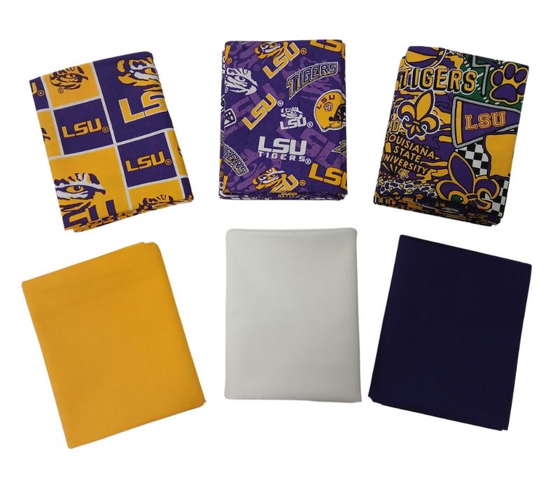 LSU Tigers - Fat Quarter Bundle - 12 pack (Purple & Gold)