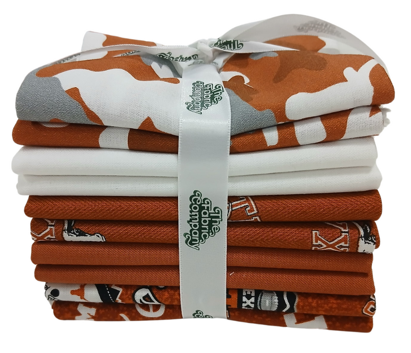 Texas Longhorns - Fat Quarter Bundle - 10 pack (Burnt Orange)