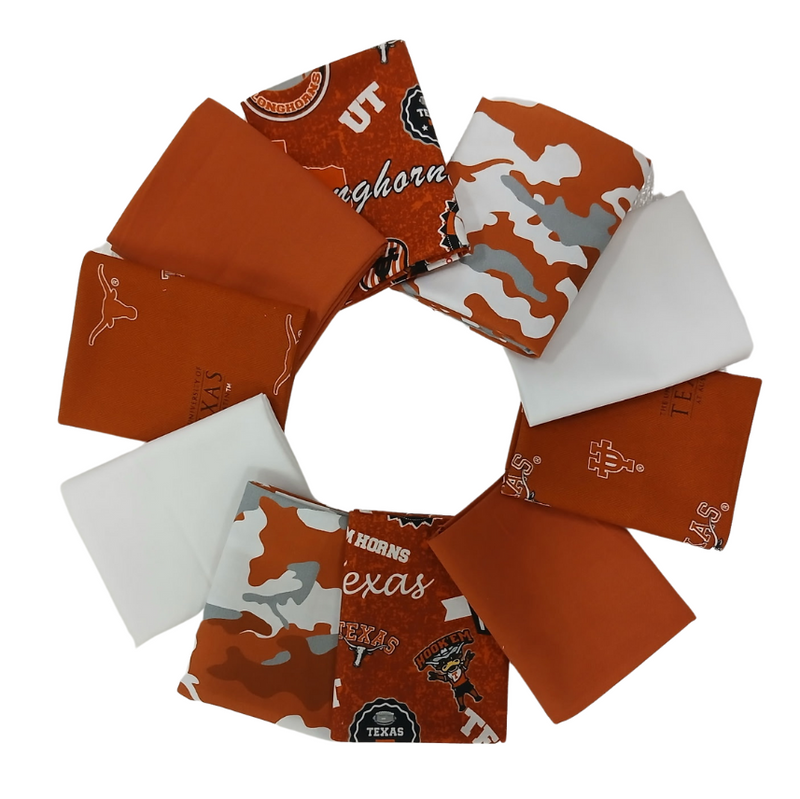 Texas Longhorns - Fat Quarter Bundle - 10 pack (Burnt Orange)