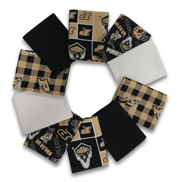 Purdue Boilermakers - Fat Quarter Bundle - 10 pack (Black & Gold)