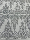Trim Glitter Damask Design On A Mesh Lace 58" Wide