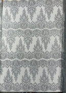Trim Glitter Damask Design On A Mesh Lace 58" Wide