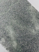 Trim Glitter Damask Design On A Mesh Lace 58" Wide