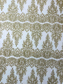 Trim Glitter Damask Design On A Mesh Lace 58" Wide