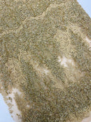 Trim Glitter Damask Design On A Mesh Lace 58" Wide