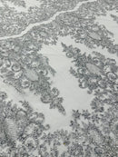 Trim Glitter Damask Design On A Mesh Lace 58" Wide