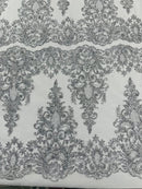 Trim Glitter Damask Design On A Mesh Lace 58" Wide
