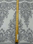 Trim Glitter Damask Design On A Mesh Lace 58" Wide