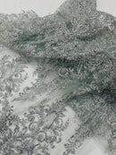 Trim Glitter Damask Design On A Mesh Lace 58" Wide