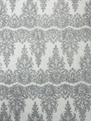Trim Glitter Damask Design On A Mesh Lace 58" Wide