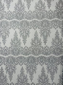 Trim Glitter Damask Design On A Mesh Lace 58" Wide