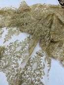 Trim Glitter Damask Design On A Mesh Lace 58" Wide