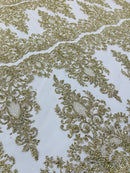 Trim Glitter Damask Design On A Mesh Lace 58" Wide