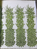 Vegas Beaded Feather Design on Mesh 50" Wide | New Creation Fabric & Foam Inc.